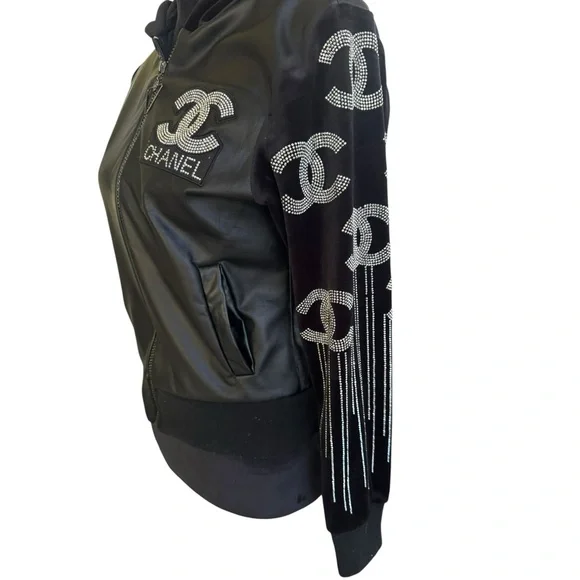 CC Black Bomber Jacket with Silver Details - Picture 4 of 12